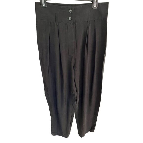 Smythe High Waisted Cropped Rayon Trousers Slack Pants In Black Women’s 4/28 - Picture 12 of 15